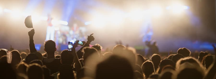 Excited crowd at a concert.